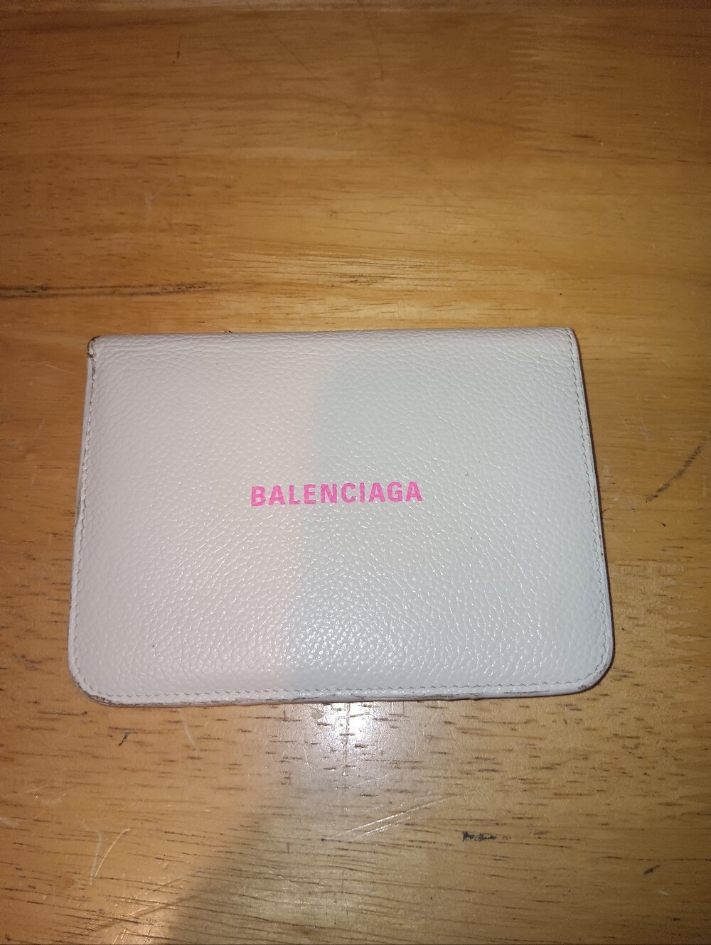 Balenciaga White Leather Snap Fold Wallet